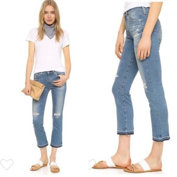 AG The Jodie High Rise Slim Flare Distressed Crop Jeans Size 26 - Picture 1 of 8